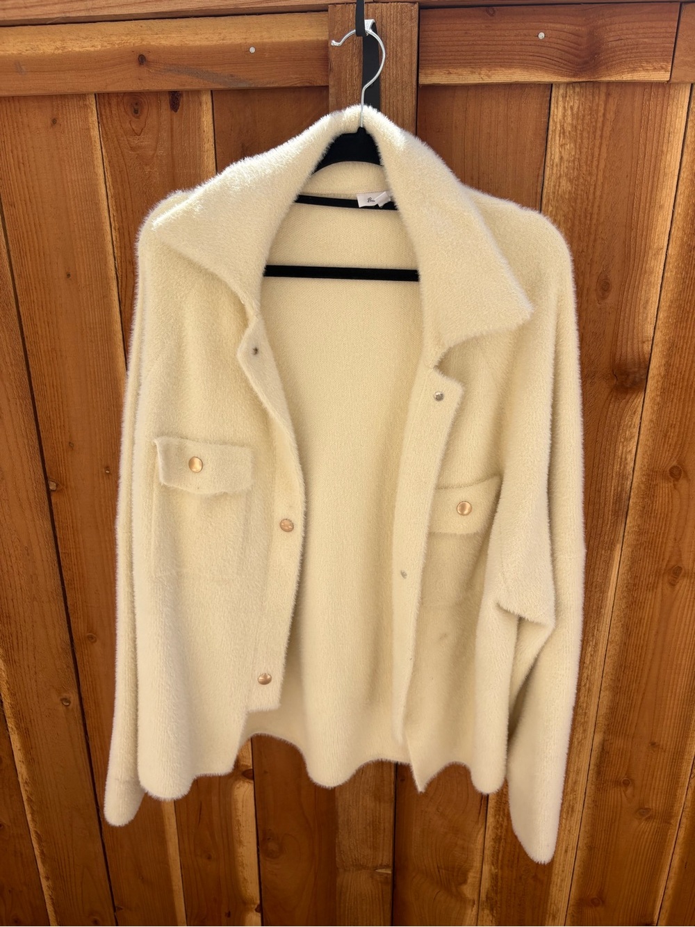 BUCKETLIST Cream Plush Button-Front Cardigan Jacket